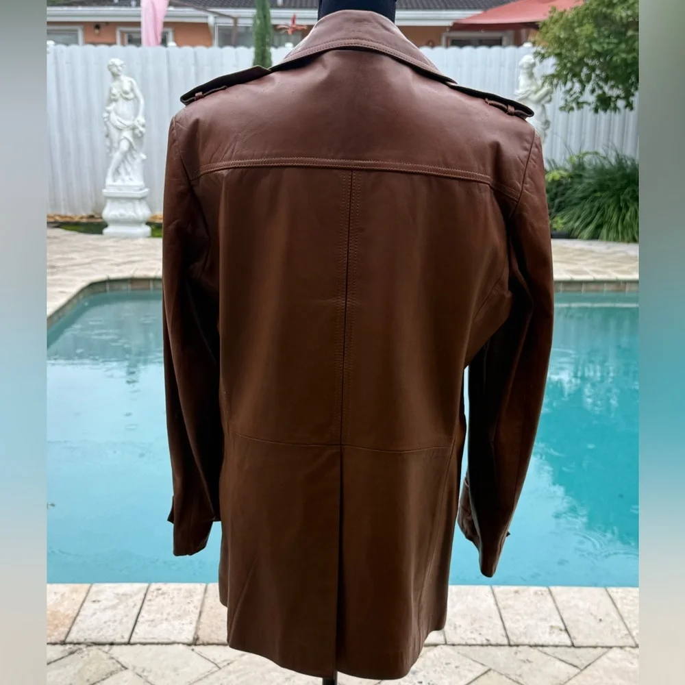 Men's vintage Brown Leather Jacket - Picture 5 of 9